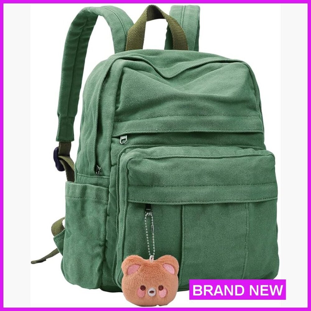 Vintage Canvas Daypack Backpack Purse Casual Travel Small Water Resistant